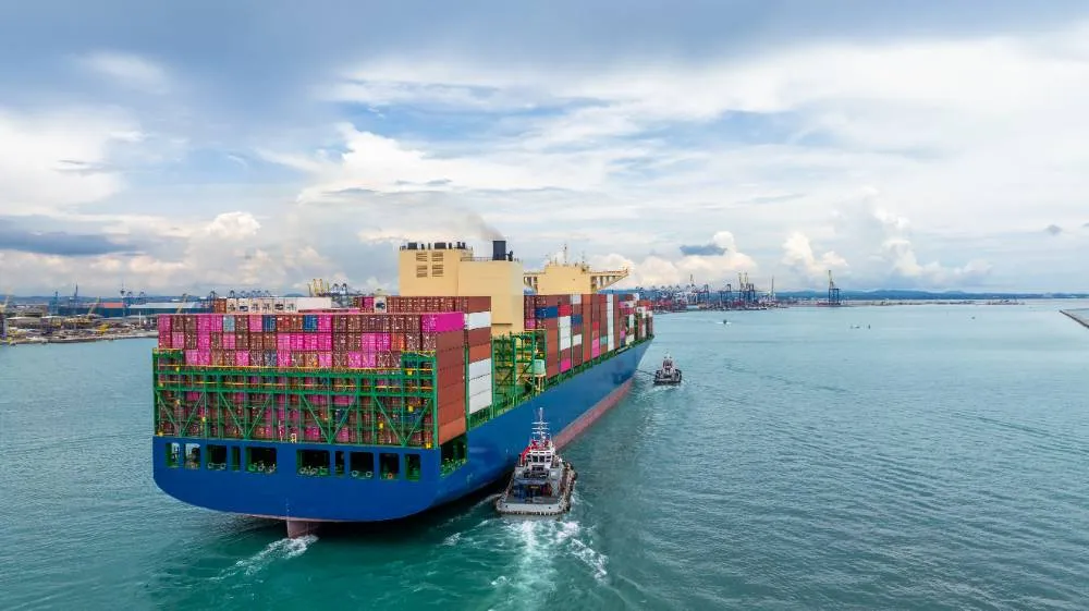 Aerial View Container Cargo Ship Freight Shipping